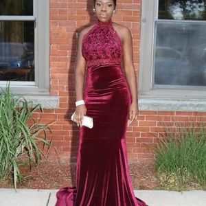 Sequin Prom Dress Burgundy